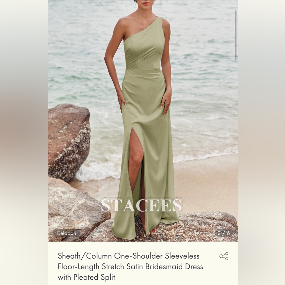 Celadon Green One-Shoulder Sheath Dress
